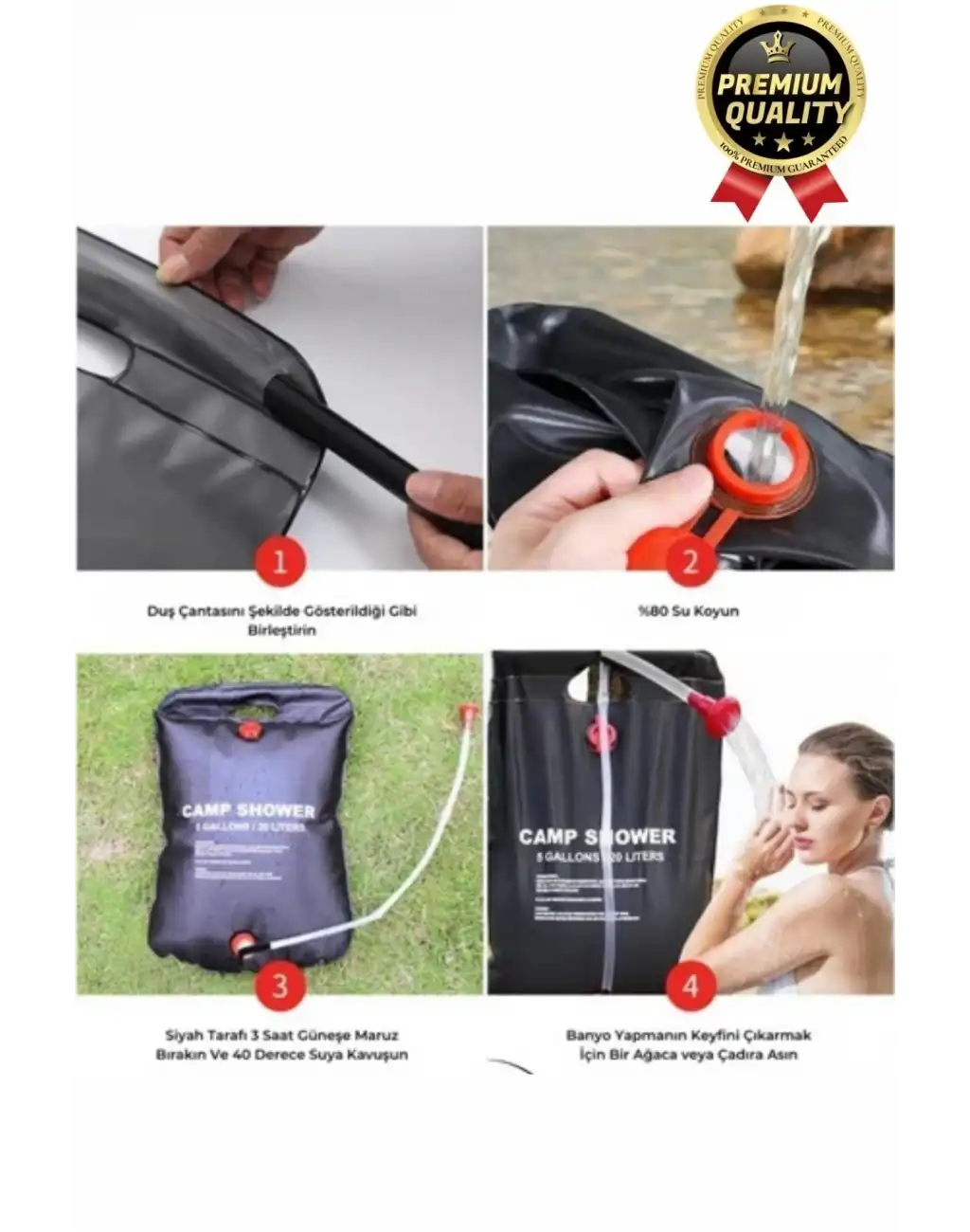 Çok Fonksiyonlu Dayanıklı Yüksek Kaliteli Pvc Malzeme Solar Isıtıcılı Kamp Duş Torbası 20 Litre