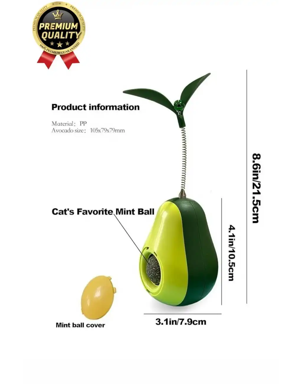 Yeni Nesil Eğlenceli Döner Mekanizmalı Avokado Şeklinde Kedi Naneli ve Mama Hazneli Kedi Oyuncağı