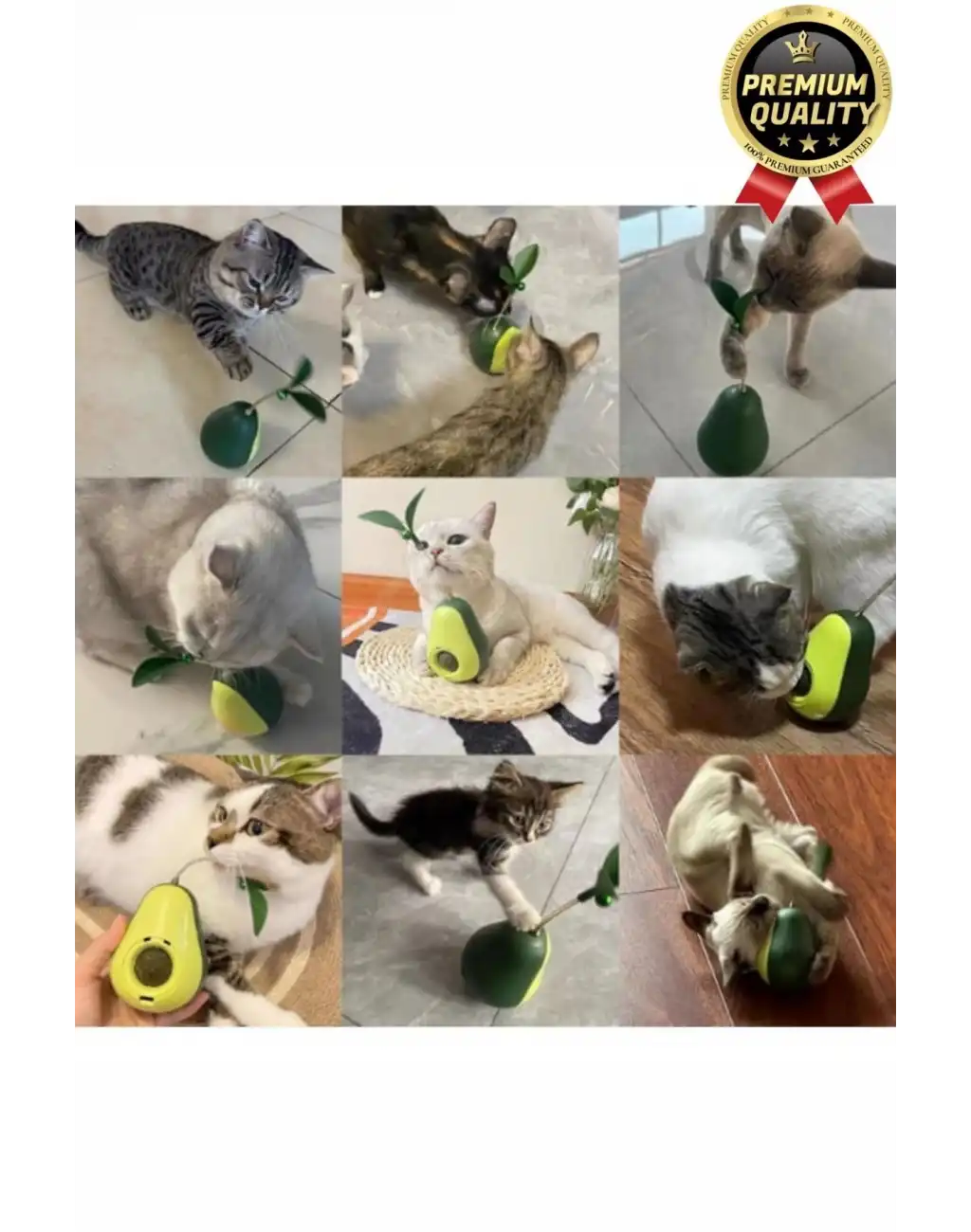 Yeni Nesil Eğlenceli Döner Mekanizmalı Avokado Şeklinde Kedi Naneli ve Mama Hazneli Kedi Oyuncağı