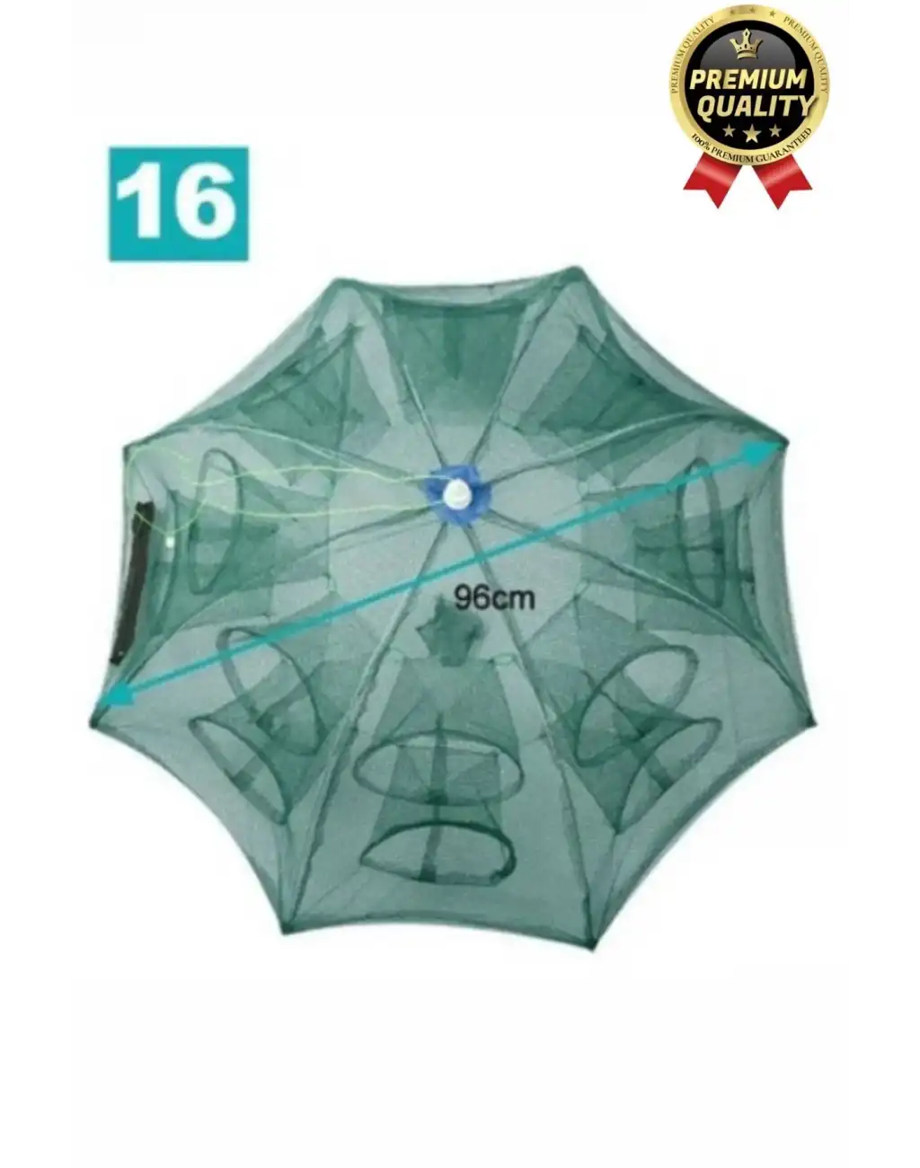 Özel Kolay Kurulum Fermuarlı Yem Bölmeli Büyük Gözlü Yengeç Balık Tuzağı Kapanı Ağı Filesi 16 Gözlü