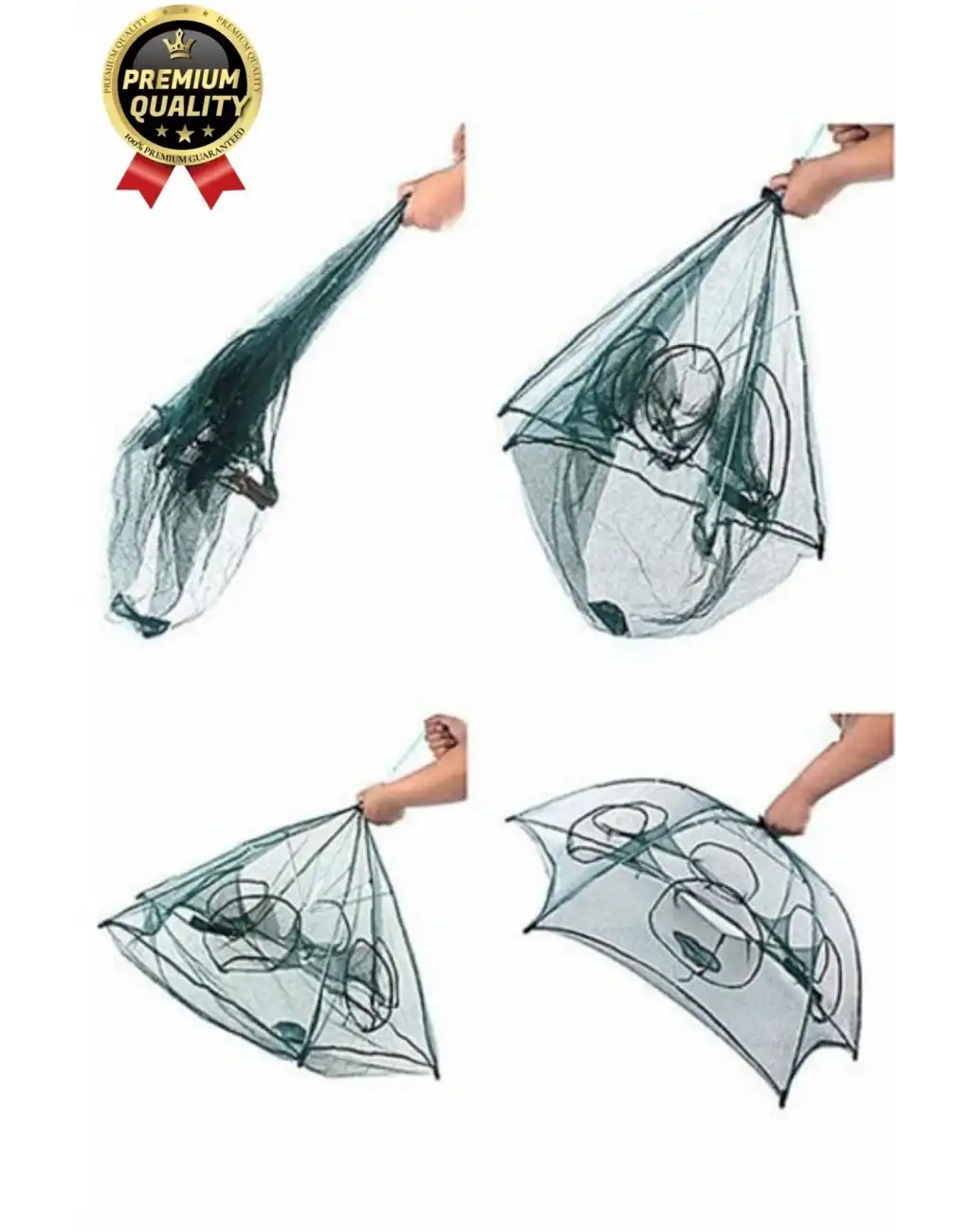 Özel Kolay Kurulum Fermuarlı Yem Bölmeli Büyük Gözlü Yengeç Balık Tuzağı Kapanı Ağı Filesi 16 Gözlü