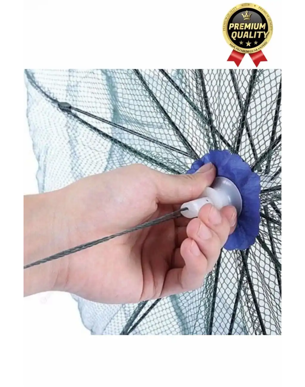 Özel Kolay Kurulum Fermuarlı Yem Bölmeli Büyük Gözlü Yengeç Balık Tuzağı Kapanı Ağı Filesi 16 Gözlü