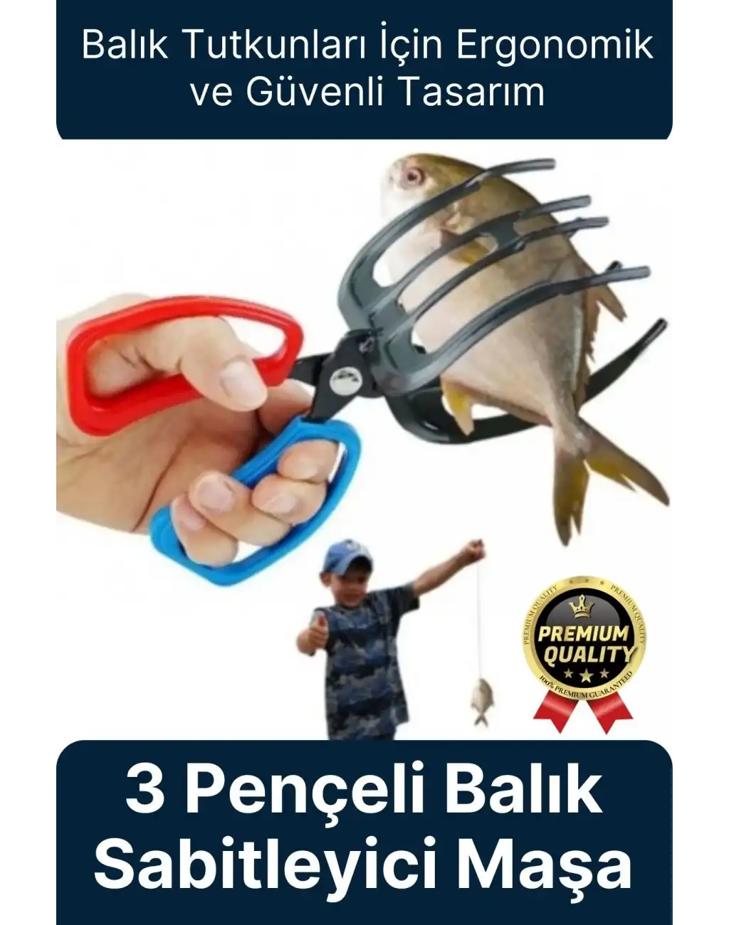 Çok Fonksiyonlu Ergonomik Tasarım Kaymayı Engelleyen Pense 3 Pençeli 11 cm Balık Sabitleyici Maşa
