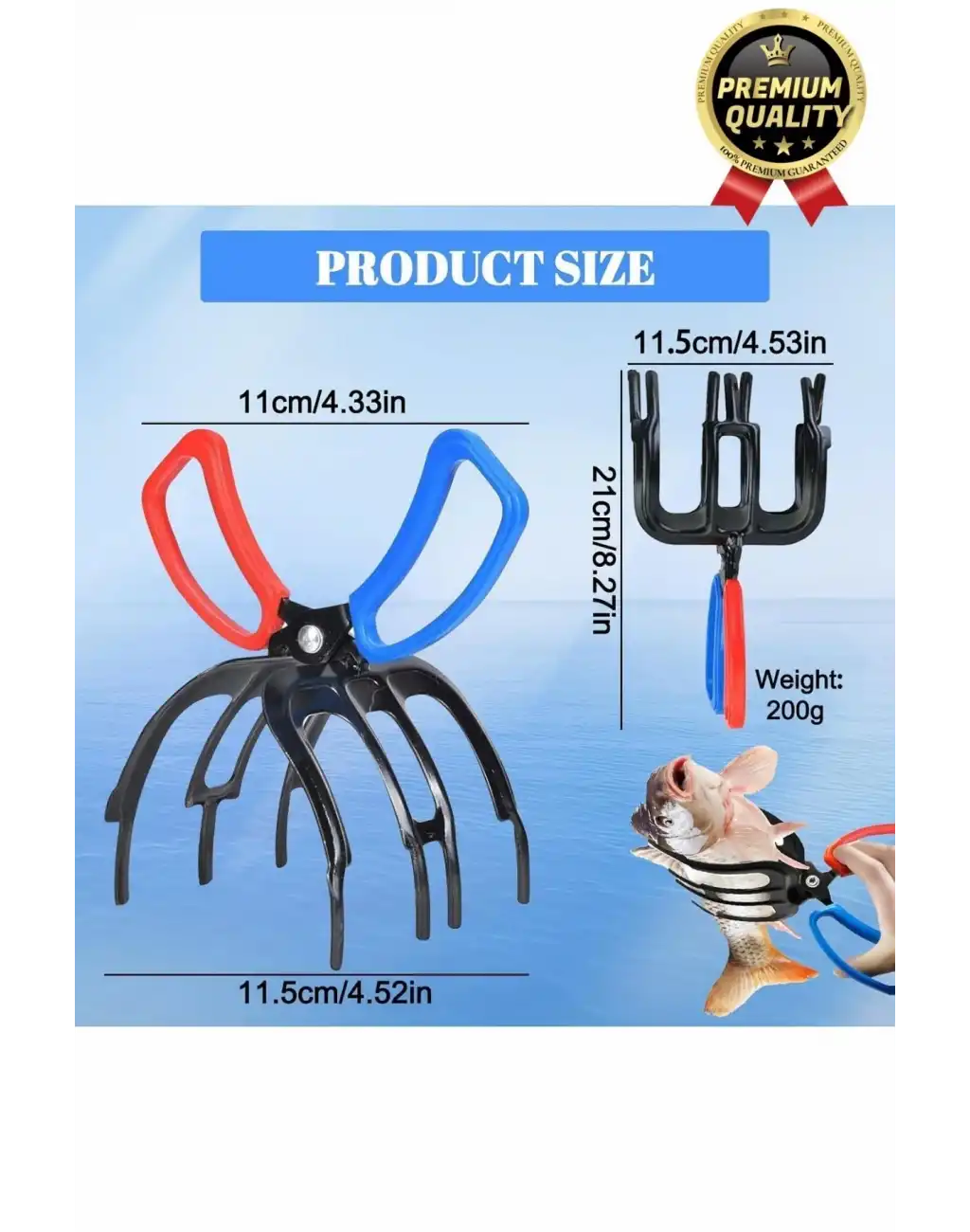 Çok Fonksiyonlu Ergonomik Tasarım Kaymayı Engelleyen Pense 3 Pençeli 11 cm Balık Sabitleyici Maşa