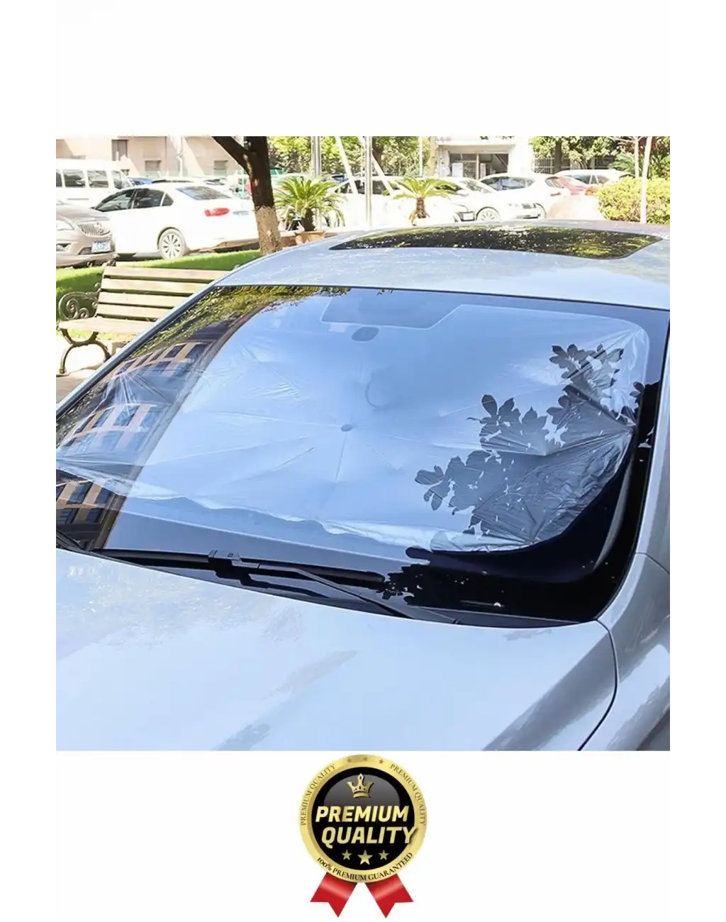 Özel Üretim Dayanıklı Titanyum Gümüş Kaplama UV Geçirmez Tüm Araçlar Araba Ön Cam Şemsiye Güneşlik