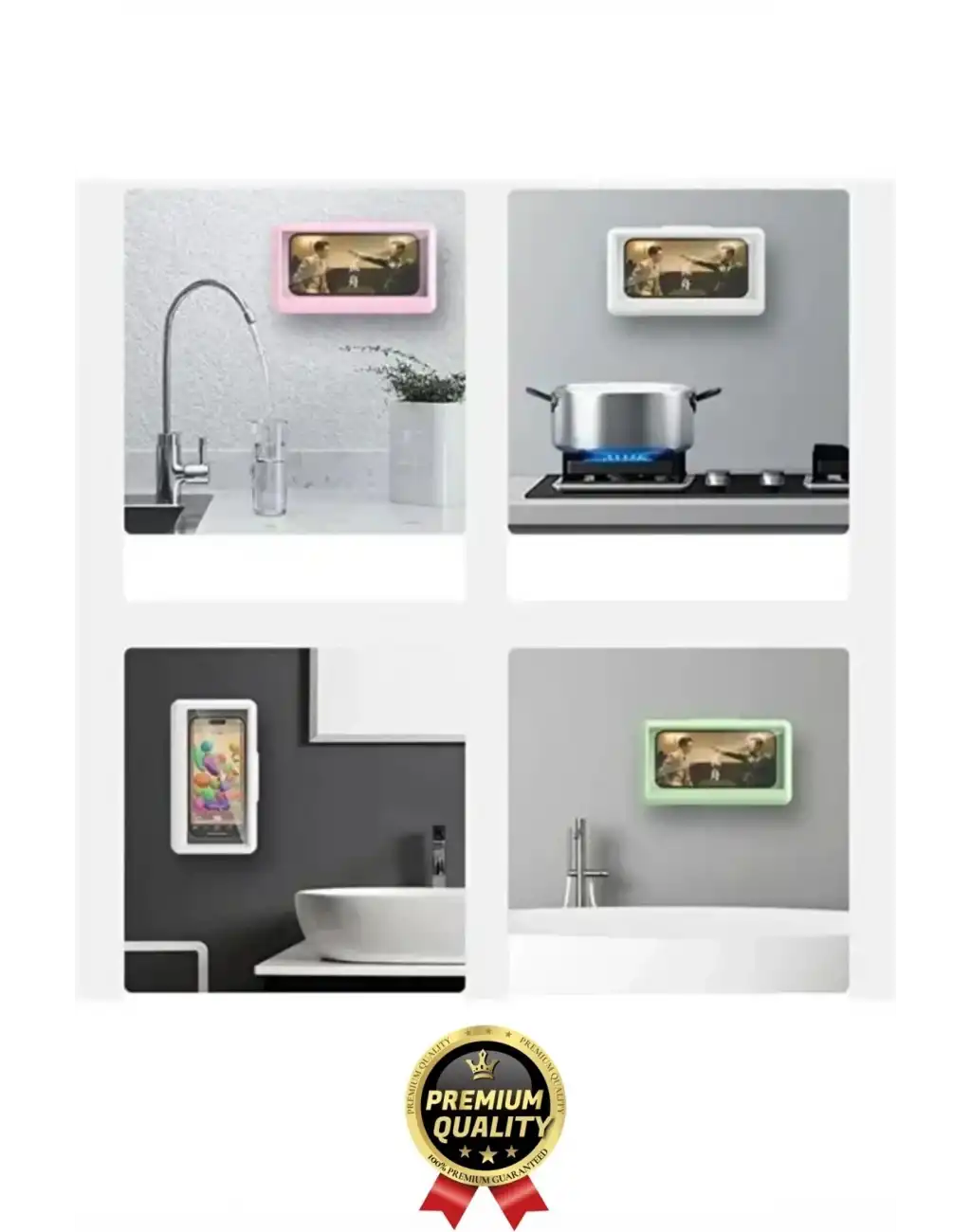 Çok Amaçlı Portatif Duvara Monte Sızdırmaz Buğu Yapmaz Su Geçirmez Hareketli Duş Telefon Kabı Tutucu