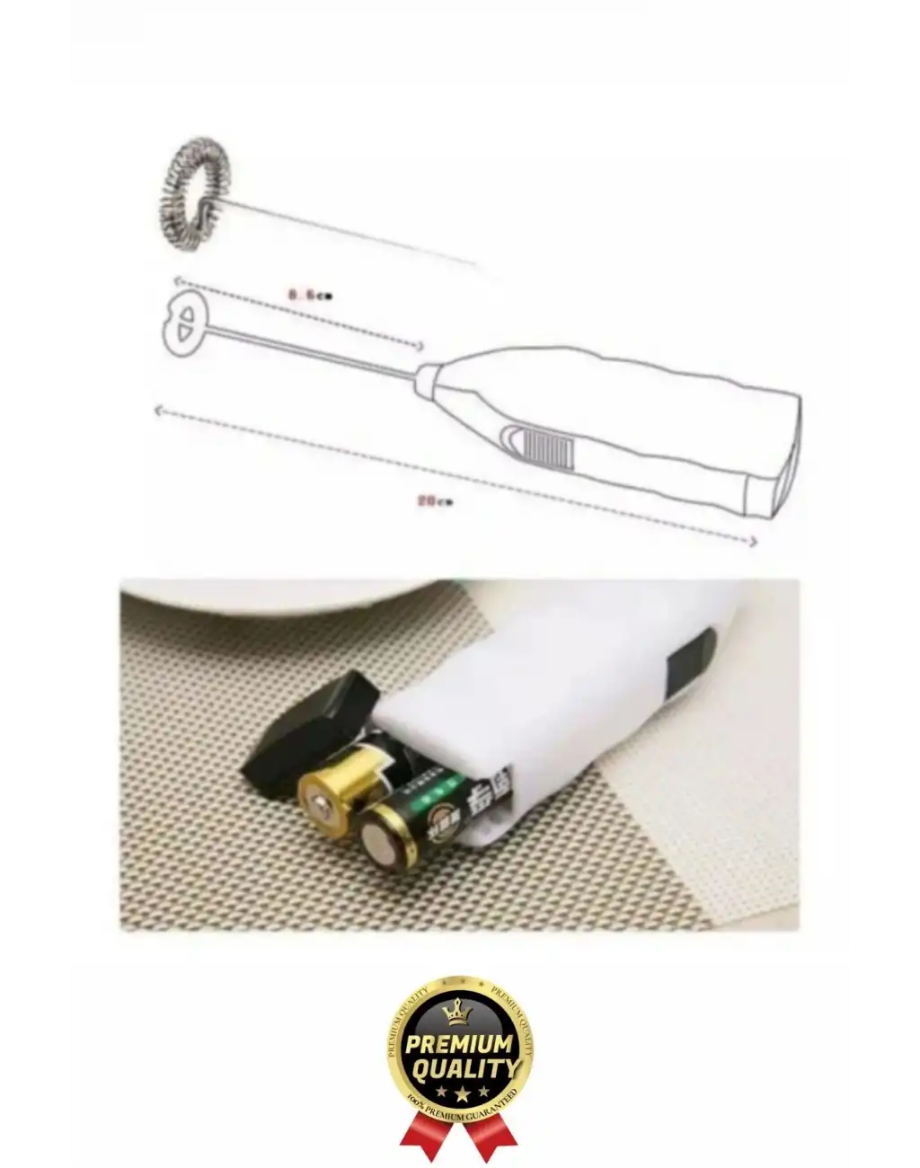 Premium Çelik Uçlu Pilli Mini Kahve Sos Krema Mama Yumurta Çırpıcı Karıştırıcı Süt Köpürtücü Mikser