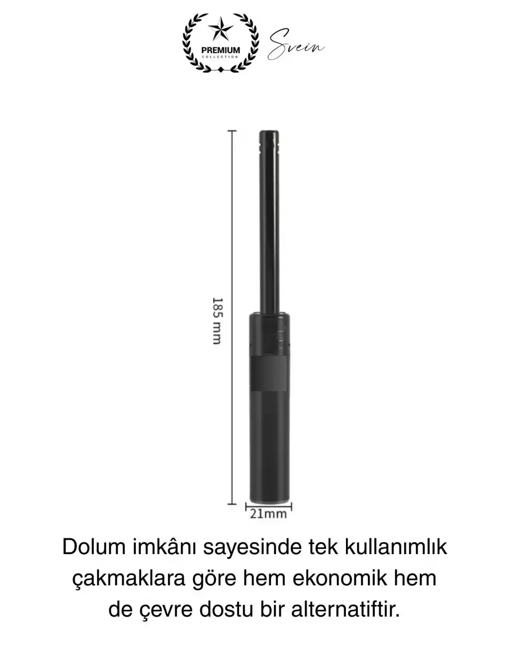 Premium 18 cm Basmalı Uzun Mutfak Çakmağı ve Yedek Gazlı 250 ml Mum Mangal Kamp İçin Normal Alev