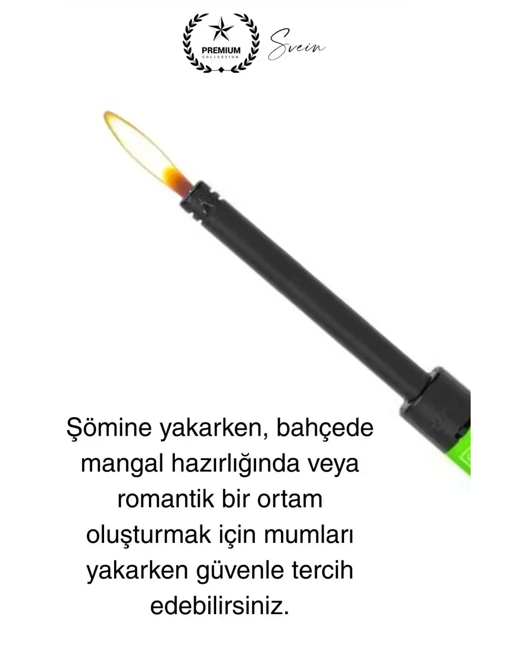 Premium 18 cm Basmalı Uzun Mutfak Çakmağı ve Yedek Gazlı 250 ml Mum Mangal Kamp İçin Normal Alev