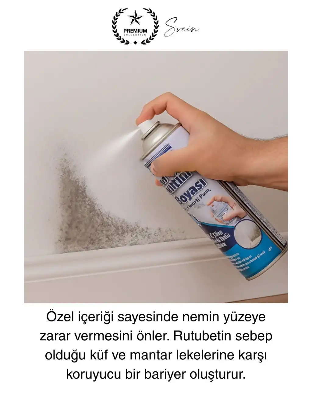 Premium Anti Küf Yalıtım Boyası Sprey Beyaz Rutubet Oluşumunu Engeller Duvar Derleme Önleyici 500 ml