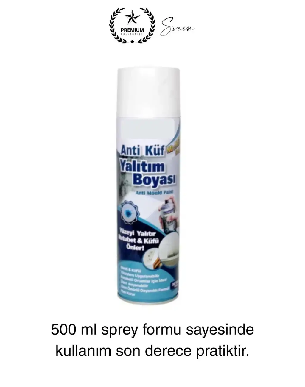 Premium Anti Küf Yalıtım Boyası Sprey Beyaz Rutubet Oluşumunu Engeller Duvar Derleme Önleyici 500 ml