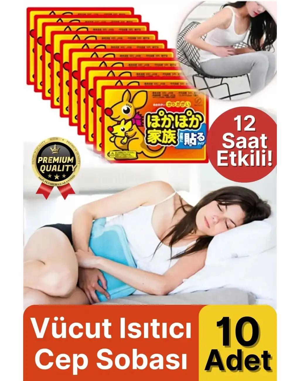 Regl Bel Karın Ağrısı Azaltıcı Yapışkanlı 12 Saat Sıcak Cep Sobası Isınmatik 10 Adet