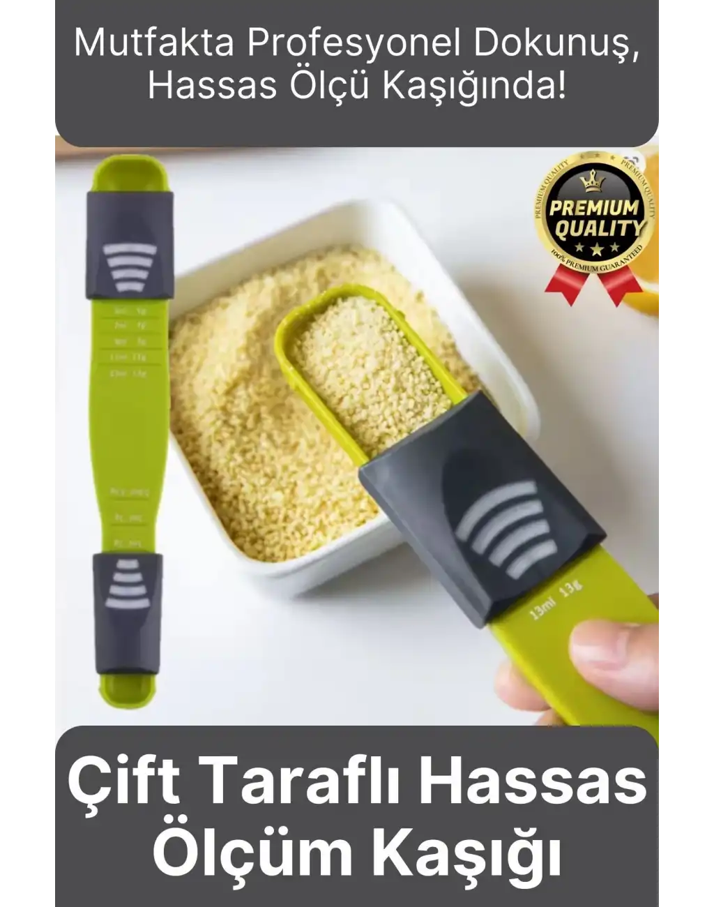 Premium Seri Gıda Sıvı Katı Şeker Tuz Kahve Baharat Ayarlanabilir Çift Taraflı Hassas Ölçüm Kaşığı