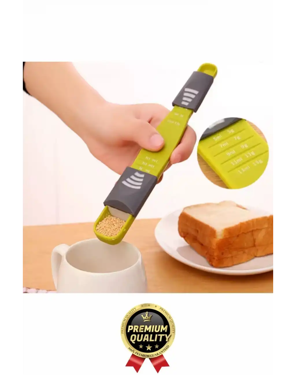 Premium Seri Gıda Sıvı Katı Şeker Tuz Kahve Baharat Ayarlanabilir Çift Taraflı Hassas Ölçüm Kaşığı