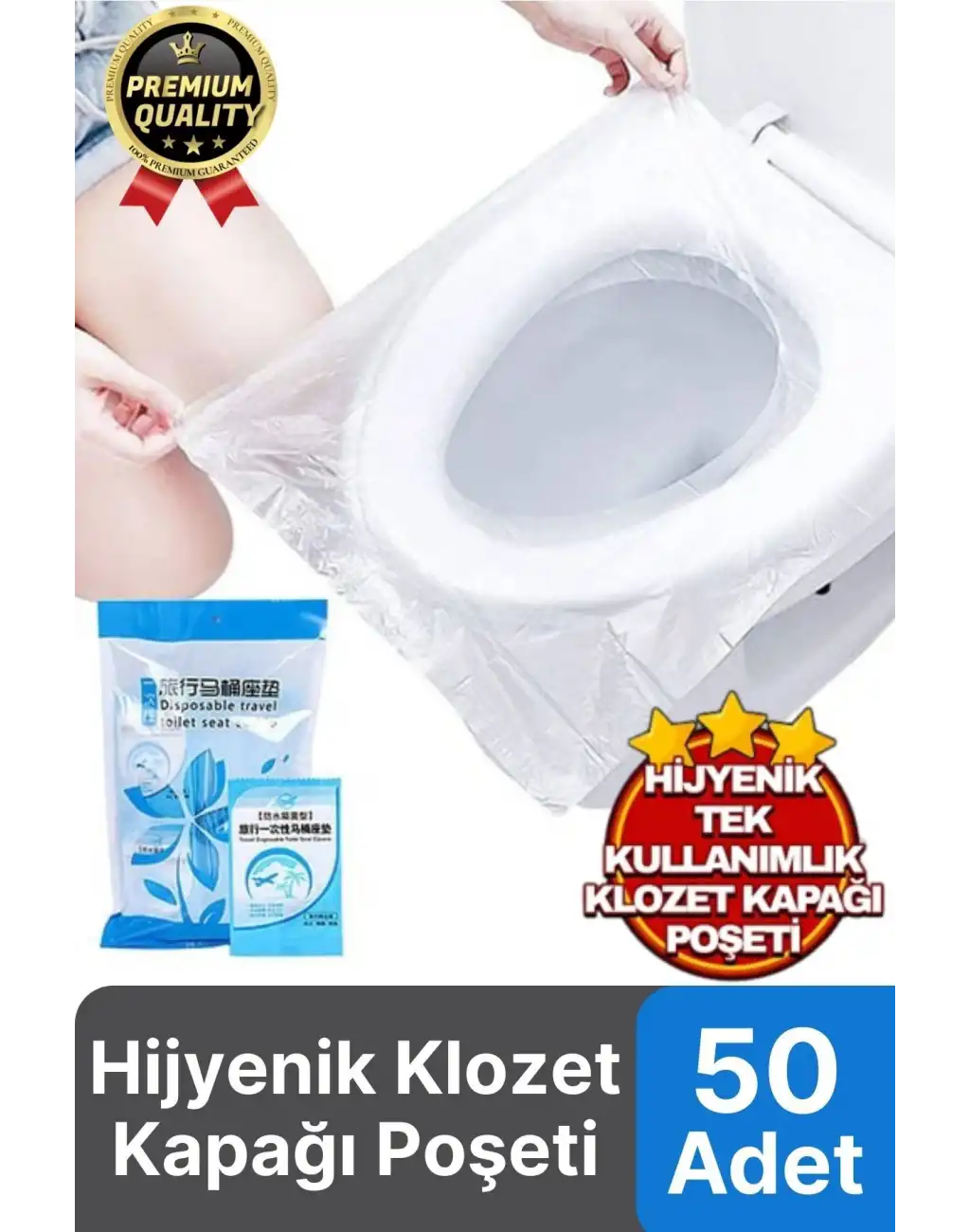 Yeni Seyahat Tipi Taşınabilir Okul Tuvalet Wc Hijyenik Tek Kullanımlık Klozet Kapağı Poşeti 50 Adet