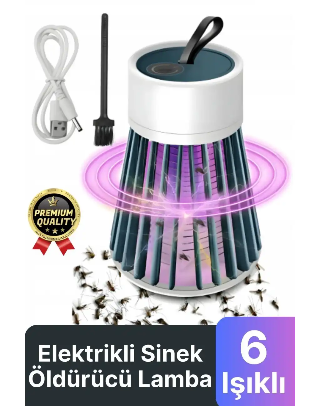 Yeni Üretim Sessiz Verimli 6 Uv Işık Elektrikli Şarjlı Böcek Sinek Sivrisinek Haşere Öldürücü Lamba