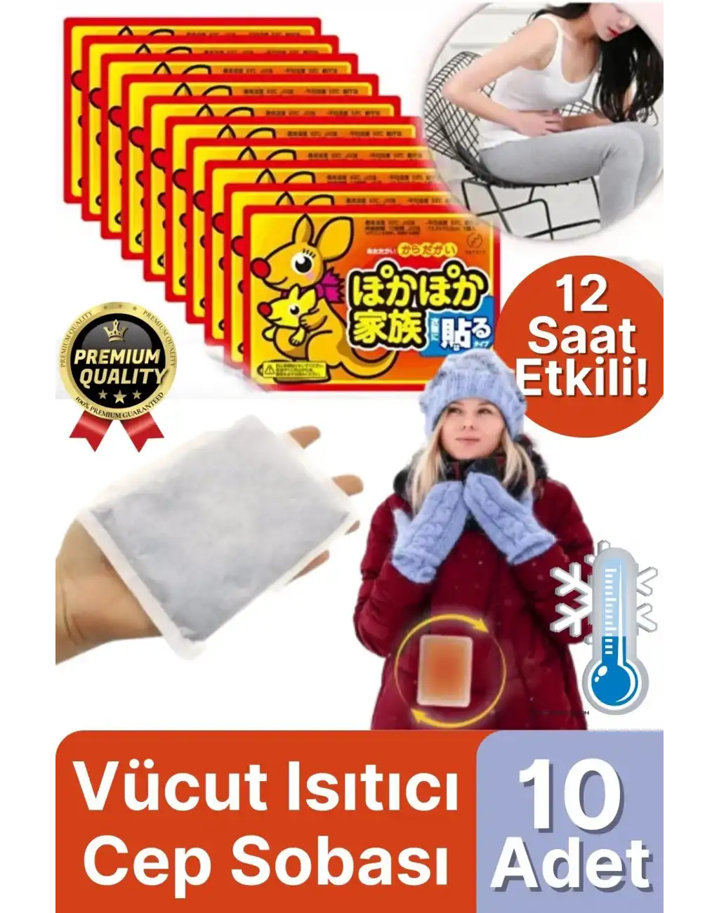 Vücut El Bel Ayak Karın Ağrısı Azaltıcı Yapışkanlı 12 Saat Sıcak Jel Cep Sobası Isınmatik 10 Adet