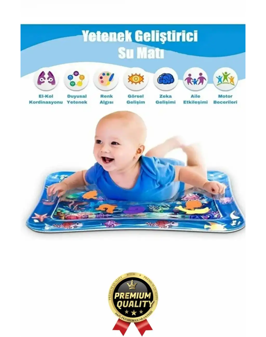 Premium Bebek Oyuncağı Eğlenceli Karın Üstü Aktivite Egzersiz BPA İçermez Emekleme Su Oyun Matı