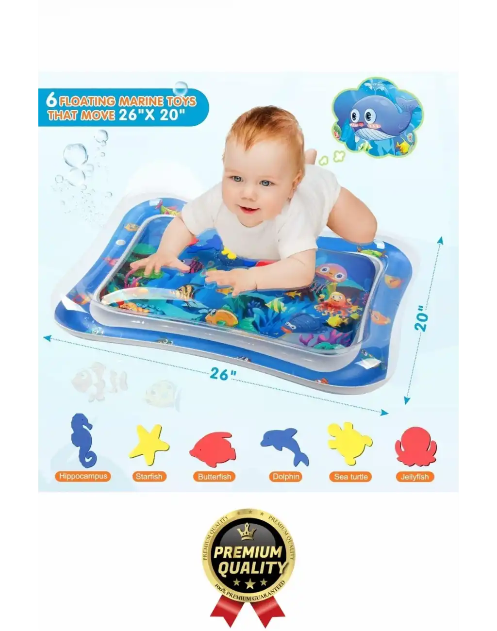 Premium Bebek Oyuncağı Eğlenceli Karın Üstü Aktivite Egzersiz BPA İçermez Emekleme Su Oyun Matı