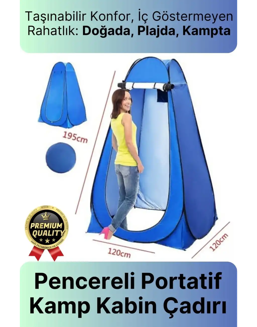 Otomatik Pencereli Fermuarlı Giyinme Prova Duş Wc Tuvalet İç Göstermeyen Portatif Kamp Kabin Çadırı