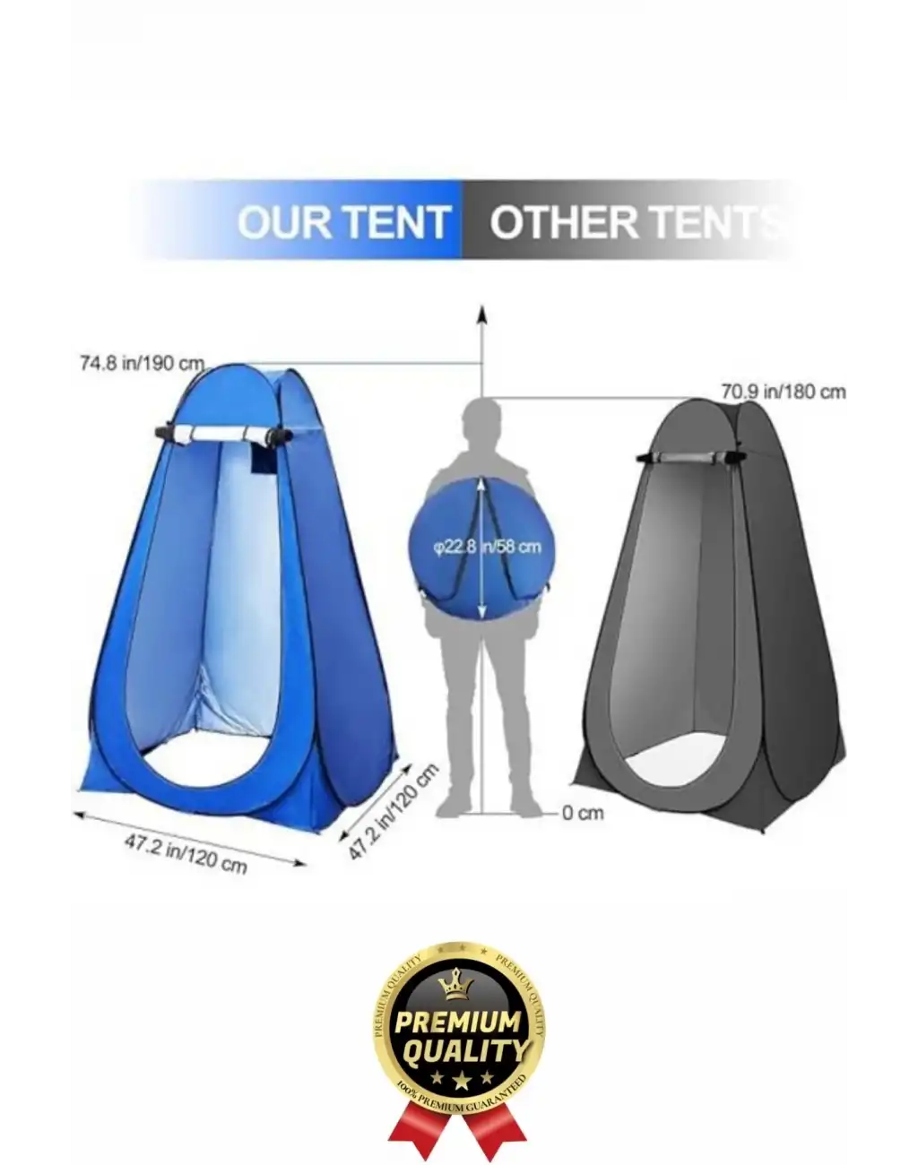 Otomatik Pencereli Fermuarlı Giyinme Prova Duş Wc Tuvalet İç Göstermeyen Portatif Kamp Kabin Çadırı