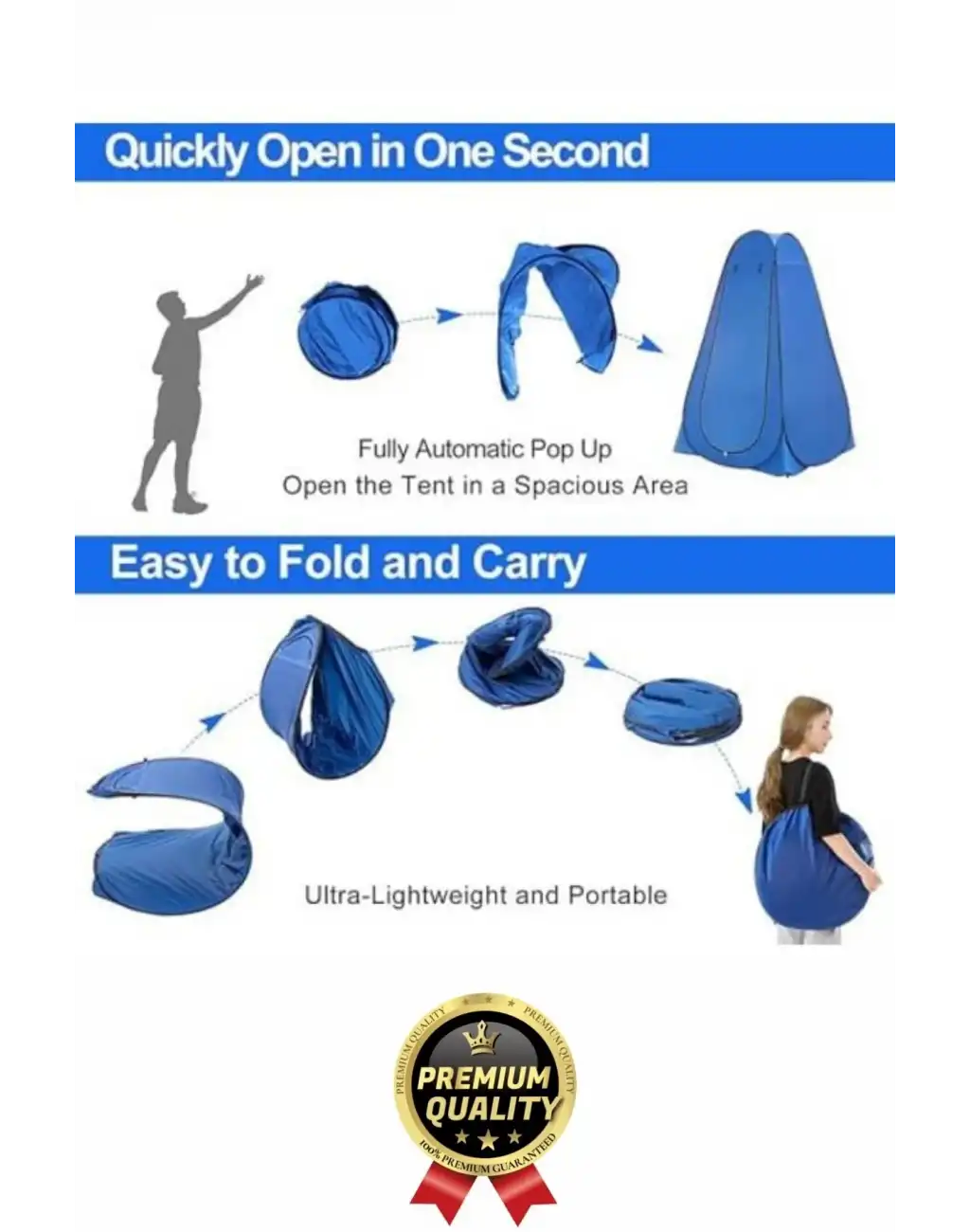 Otomatik Pencereli Fermuarlı Giyinme Prova Duş Wc Tuvalet İç Göstermeyen Portatif Kamp Kabin Çadırı