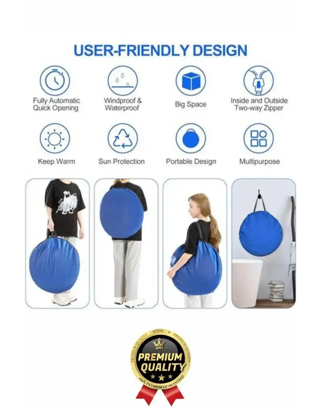 Otomatik Pencereli Fermuarlı Giyinme Prova Duş Wc Tuvalet İç Göstermeyen Portatif Kamp Kabin Çadırı