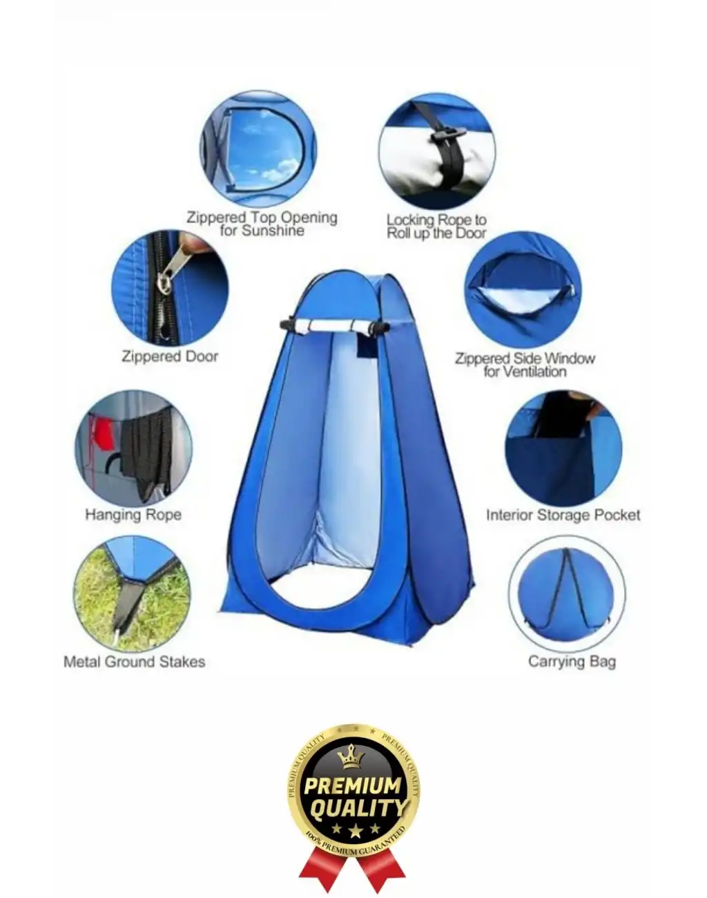 Otomatik Pencereli Fermuarlı Giyinme Prova Duş Wc Tuvalet İç Göstermeyen Portatif Kamp Kabin Çadırı