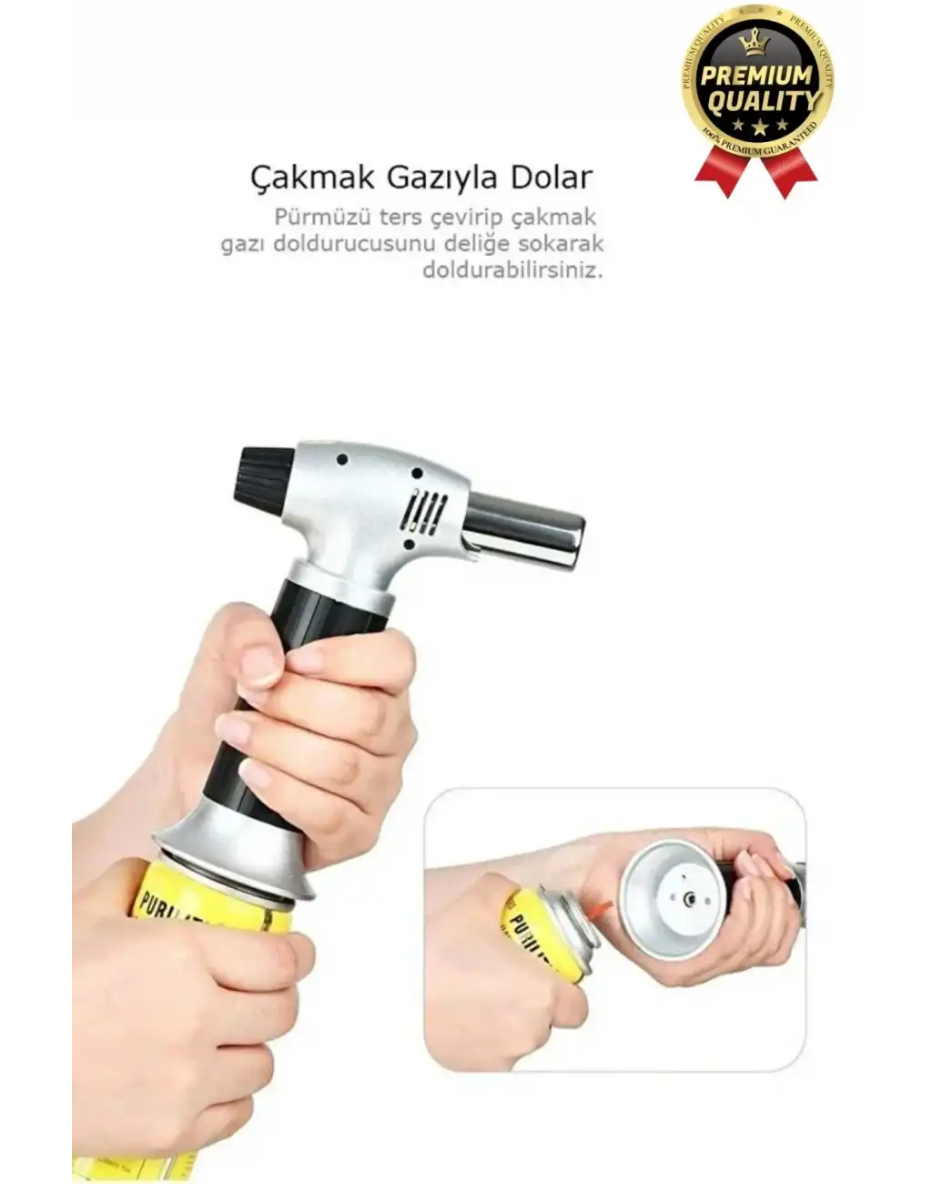 Profesyonel 1300 Derece Sıcaklık Veren Kamp Mangal Tatlı Kömür Gaz Doldurulabilir Alev Pürmüz Çakmak