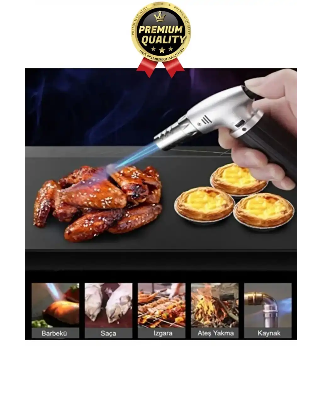 Profesyonel 1300 Derece Sıcaklık Veren Kamp Mangal Tatlı Kömür Gaz Doldurulabilir Alev Pürmüz Çakmak