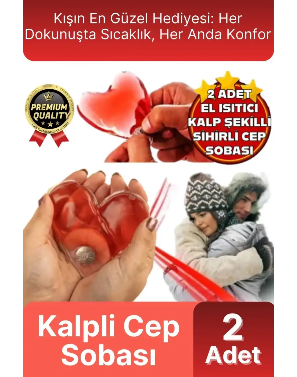 Premium Sihirli Jel Isıtıcı Tekrar Kullanılır Isınmatik Sıcak Su Torbası Kalpli Cep Sobası 2li Set