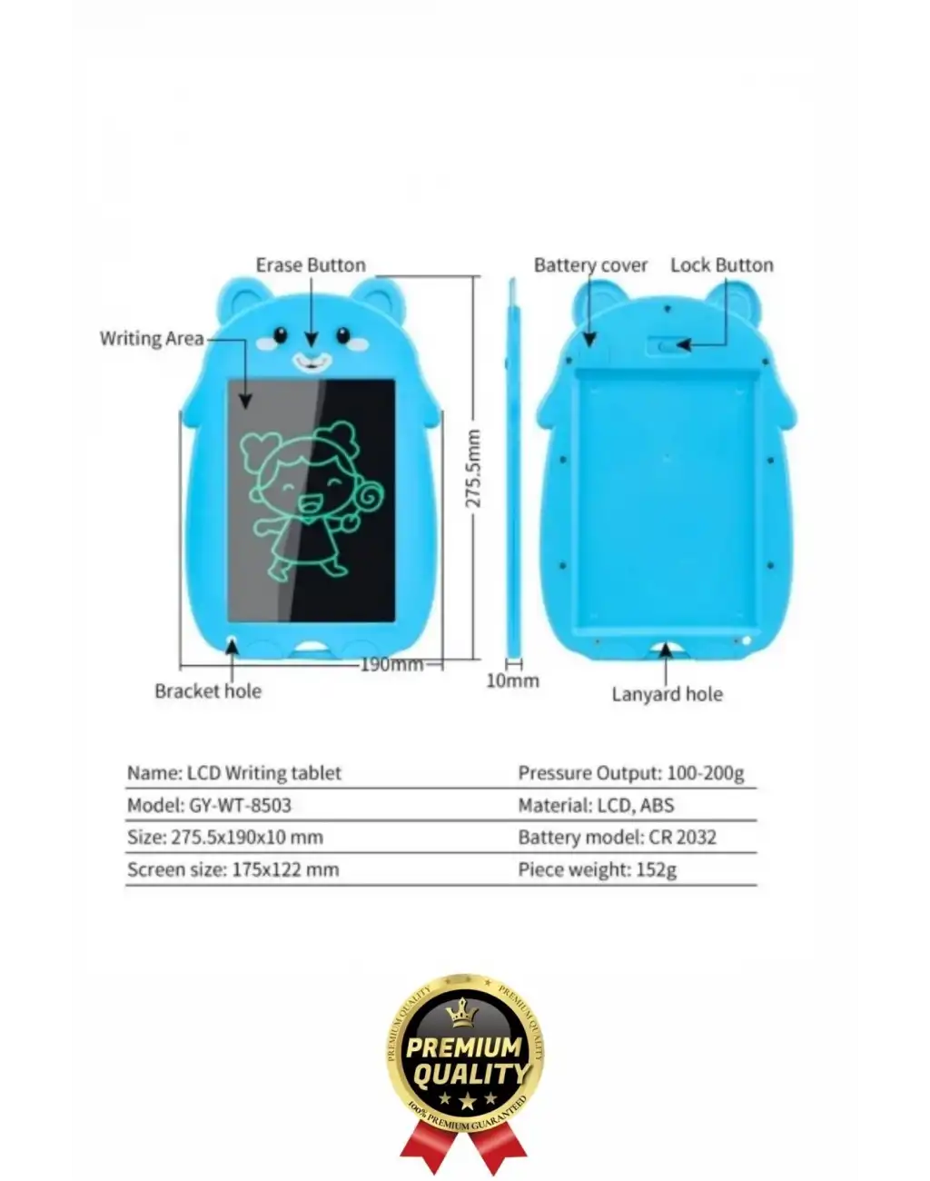 Kolay Kullanım Dayanıklı Lcd Ekran Kalemli Dijital Akıllı Ayıcıklı Yazı Boyama Çizim Tableti 8,5 Inç