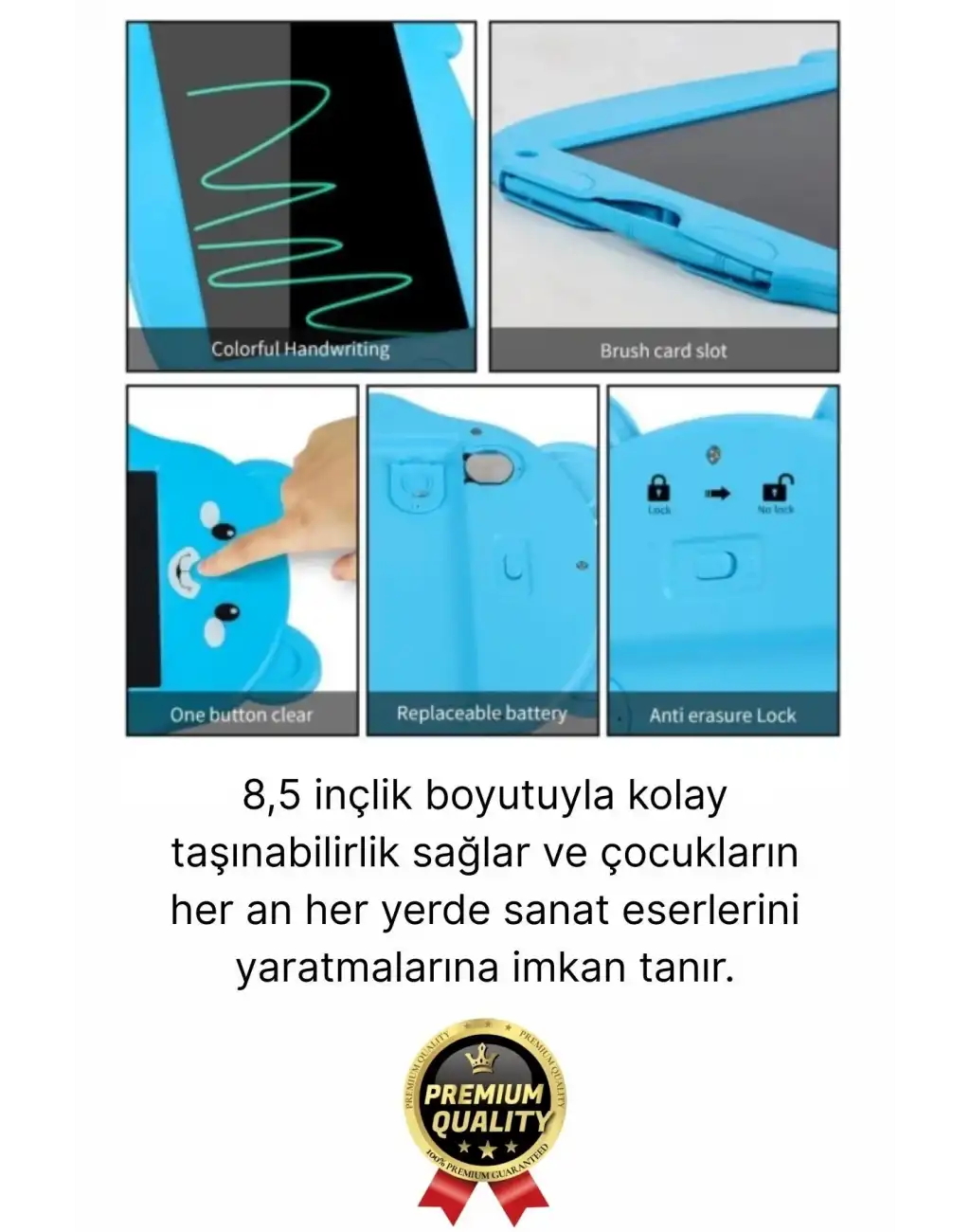 Kolay Kullanım Dayanıklı Lcd Ekran Kalemli Dijital Akıllı Ayıcıklı Yazı Boyama Çizim Tableti 8,5 Inç