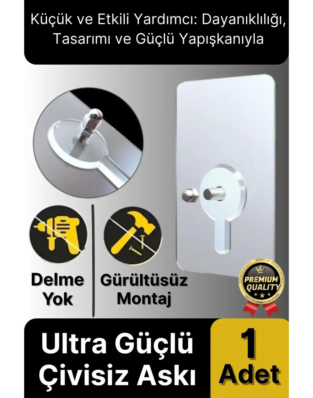 Süper Sağlam İz bırakmaz Çerçeve Tablo Banyo Mutfak Ultra Güçlü Yapışkanlı Çivisiz Askı 1 Adet