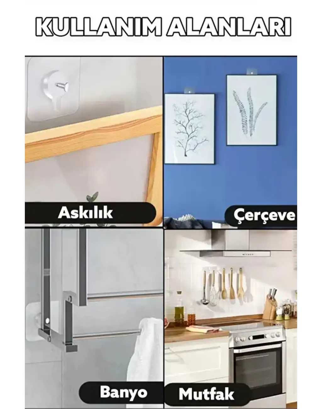 Süper Sağlam İz bırakmaz Çerçeve Tablo Banyo Mutfak Ultra Güçlü Yapışkanlı Çivisiz Askı 20 Adet