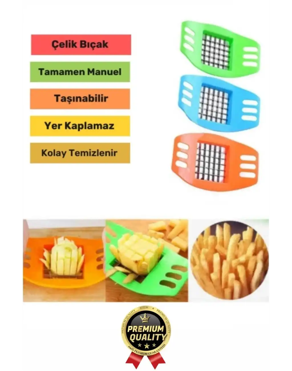 Yepyeni Pratik Paslanmaz Çelik Kızartma Kesici Sebze Soğan Kesme Doğrama Patates Dilimleme Aleti