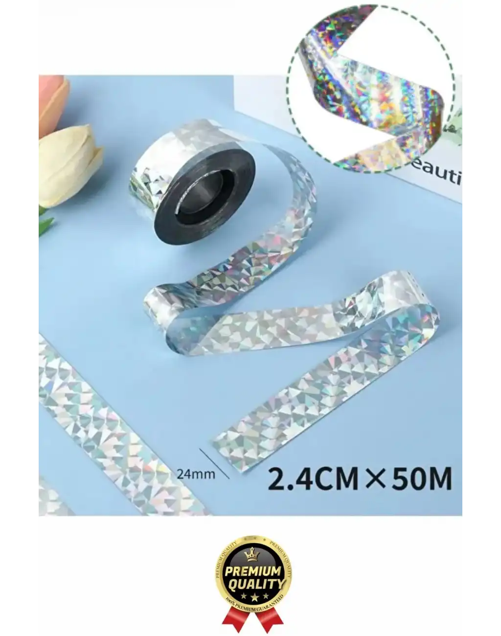 Premium Dayanıklı Yansıtıcı Kuş Kondurmaz Uzaklaştırıcı Hologramlı Kuşsavar Şerit Bant 45 mm x 50 mt