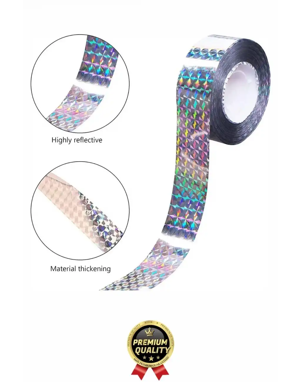 Premium Dayanıklı Yansıtıcı Kuş Kondurmaz Uzaklaştırıcı Hologramlı Kuşsavar Şerit Bant 45 mm x 50 mt