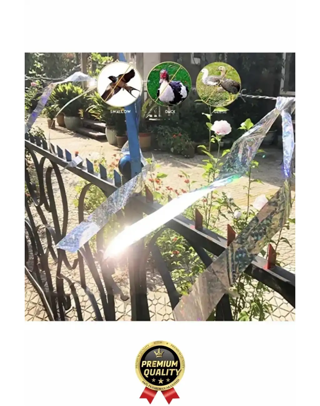 Premium Dayanıklı Yansıtıcı Kuş Kondurmaz Uzaklaştırıcı Hologramlı Kuşsavar Şerit Bant 45 mm x 50 mt