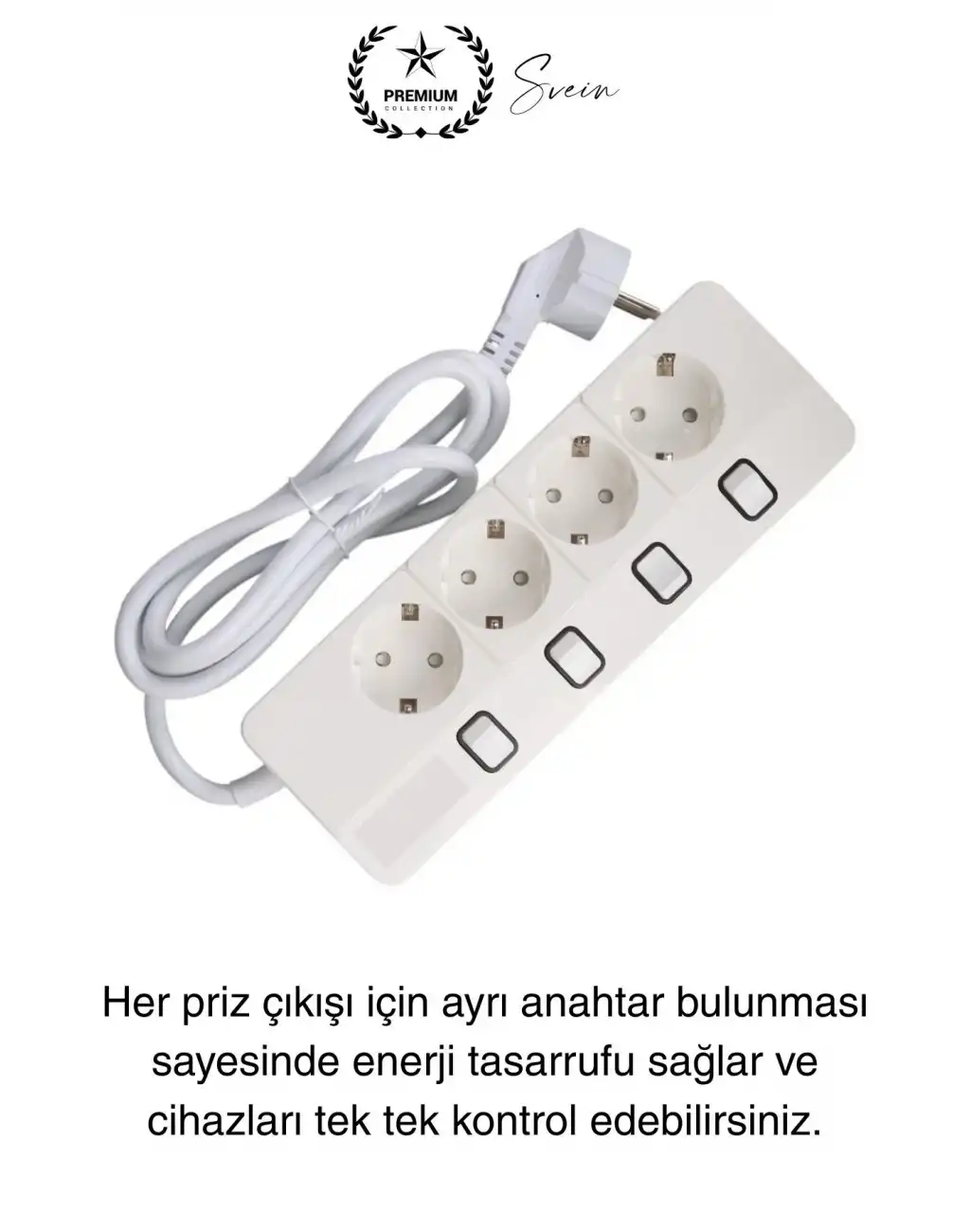 Özel Üretim 4lü Ayrı Anahtarlı 2 Metre Akım Korumalı Grup Priz 1400 Joule 4000W Çoklu Uzatma Kablo