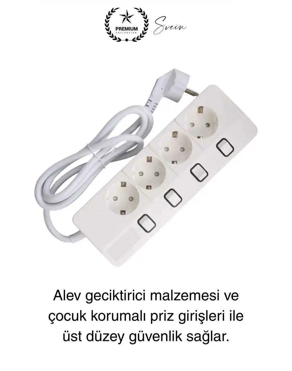 Özel Üretim 4lü Ayrı Anahtarlı 2 Metre Akım Korumalı Grup Priz 1400 Joule 4000W Çoklu Uzatma Kablo