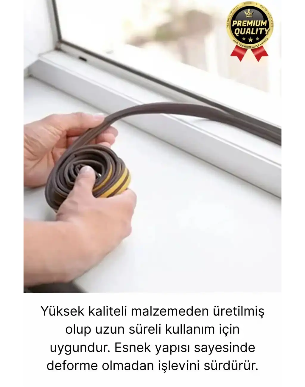 Güçlü Kendinden Yapışkanlı Kapı Pencere Soğuk Hava Geçirmez Yalıtım İzolasyon Kahve Fitil 2 Metre