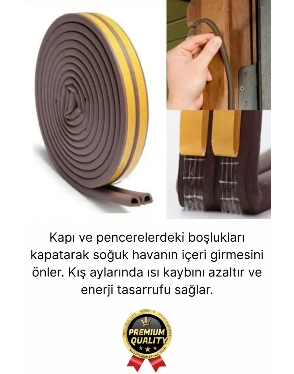 Güçlü Kendinden Yapışkanlı Kapı Pencere Soğuk Hava Geçirmez Yalıtım İzolasyon Kahve Fitil 4 Metre