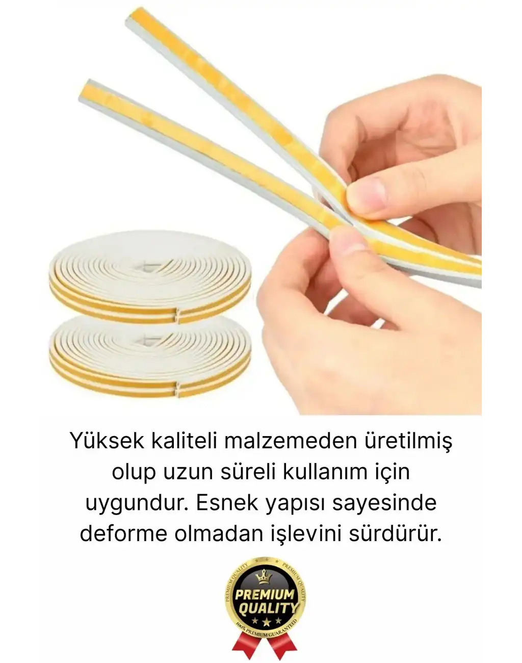 Güçlü Kendinden Yapışkanlı Kapı Pencere Soğuk Hava Geçirmez Yalıtım İzolasyon Beyaz Fitil 4 Metre