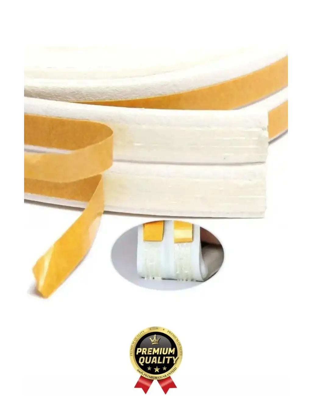 Güçlü Kendinden Yapışkanlı Kapı Pencere Soğuk Hava Geçirmez Yalıtım İzolasyon Beyaz Fitil 4 Metre