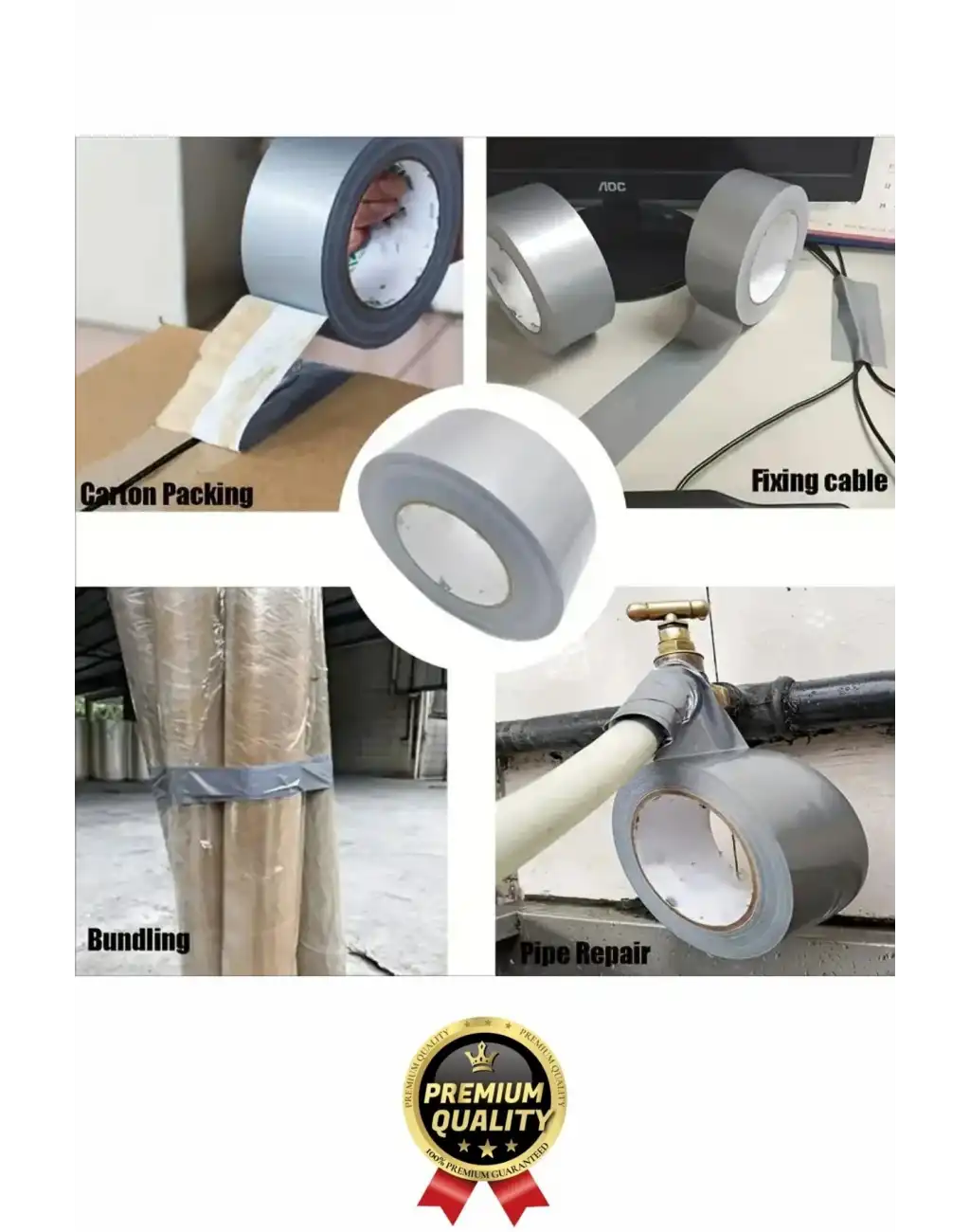 3 Adet Ekstra Güçlü Dayanıklı Su Geçirmez Sızdırmaz Yalıtım İzolasyon Gri Tamir Bandı 10 Mt 48 Mm