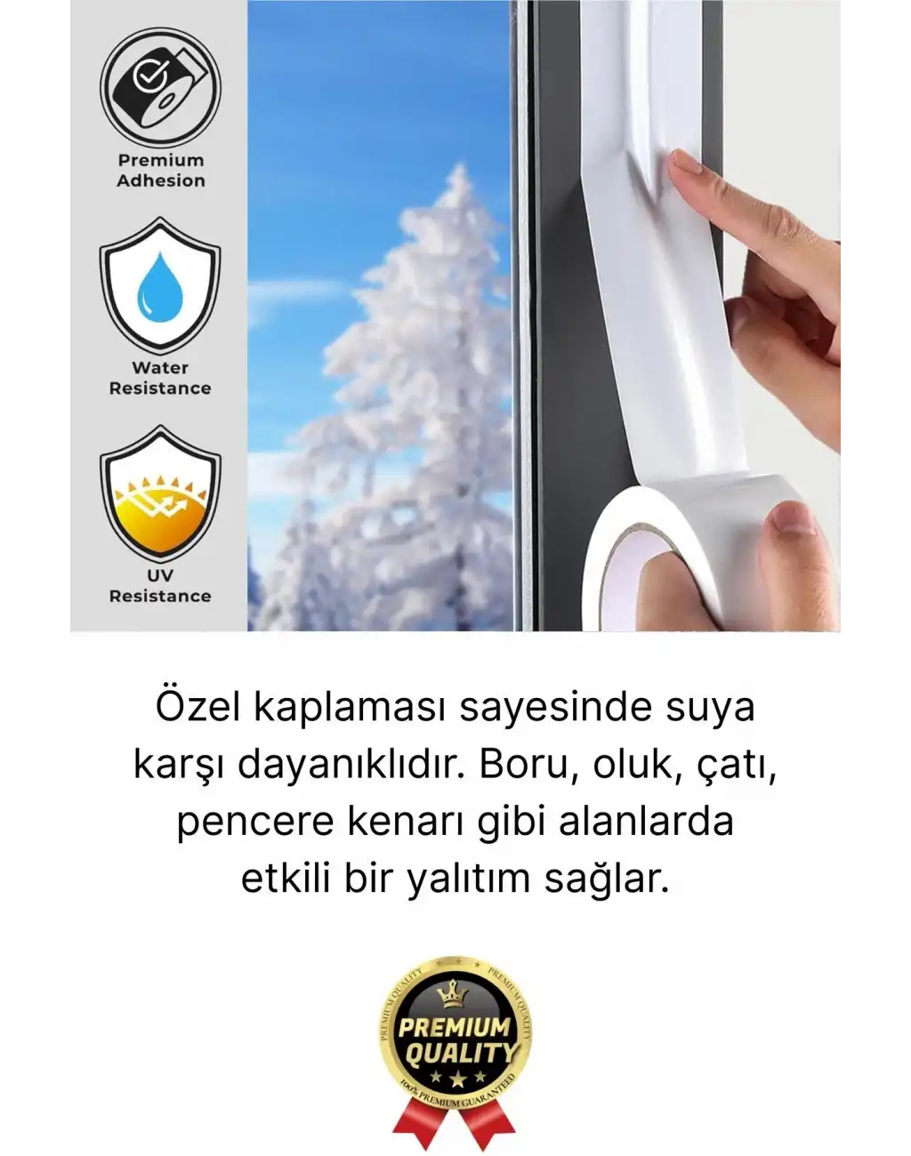 1 Adet Ekstra Güçlü Dayanıklı Su Geçirmez Sızdırmaz Yalıtım İzolasyon Beyaz Tamir Bandı 10 Mt 48 Mm