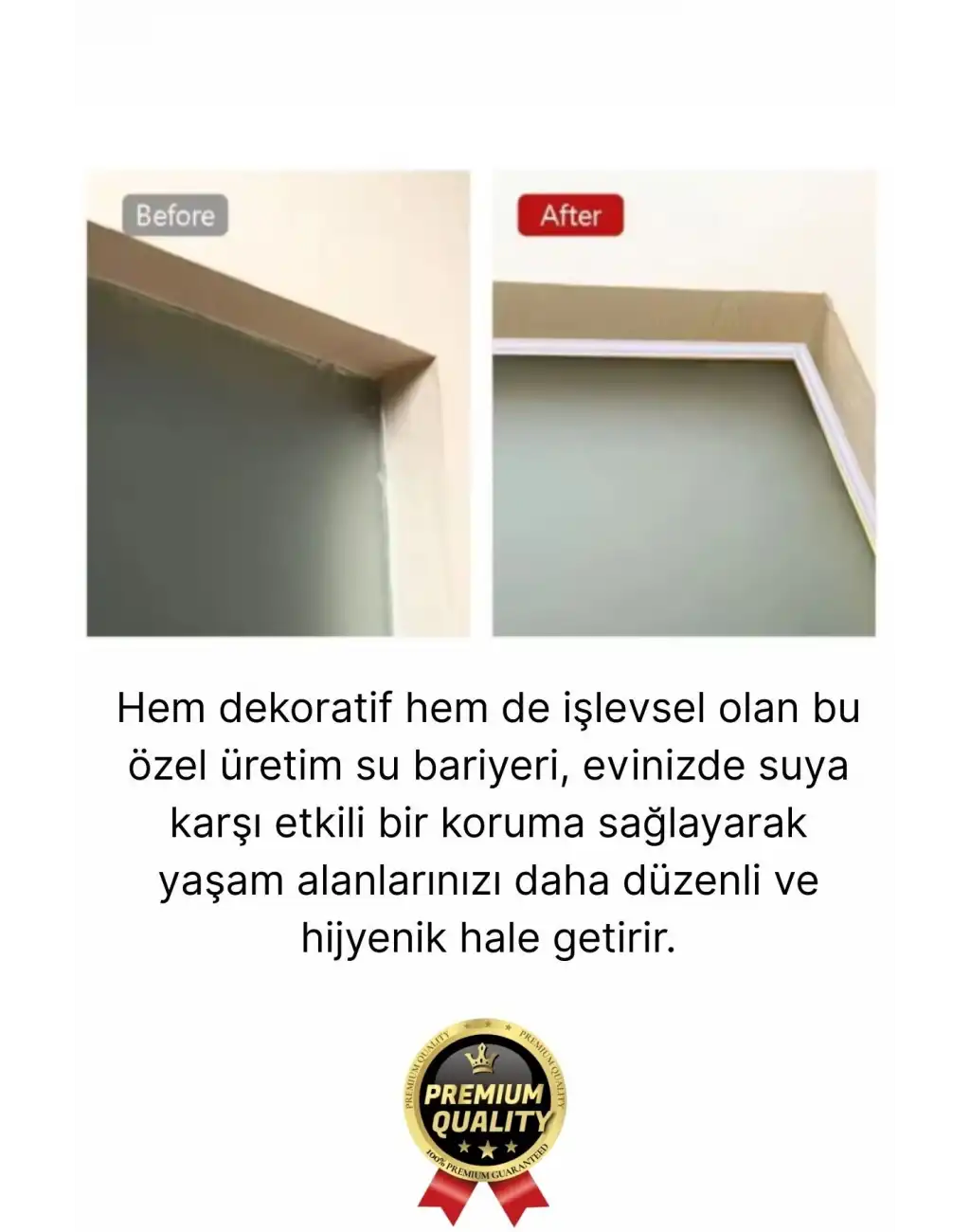2 Adet Ultra Güçlü Dayanıklı Esnek Tezgah Mutfak Banyo Kendinden Yapışkanlı Su Bariyeri 2 Metre