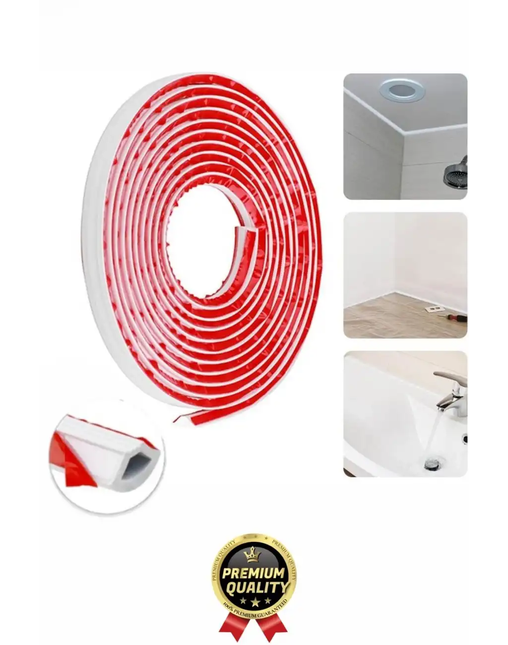 2 Adet Ultra Güçlü Dayanıklı Esnek Tezgah Mutfak Banyo Kendinden Yapışkanlı Su Bariyeri 2 Metre