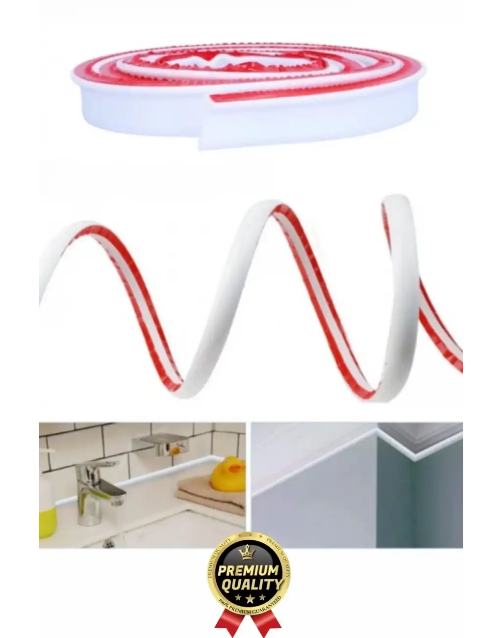 1 Adet Ultra Güçlü Dayanıklı Esnek Tezgah Mutfak Banyo Kendinden Yapışkanlı Su Bariyeri 2 Metre